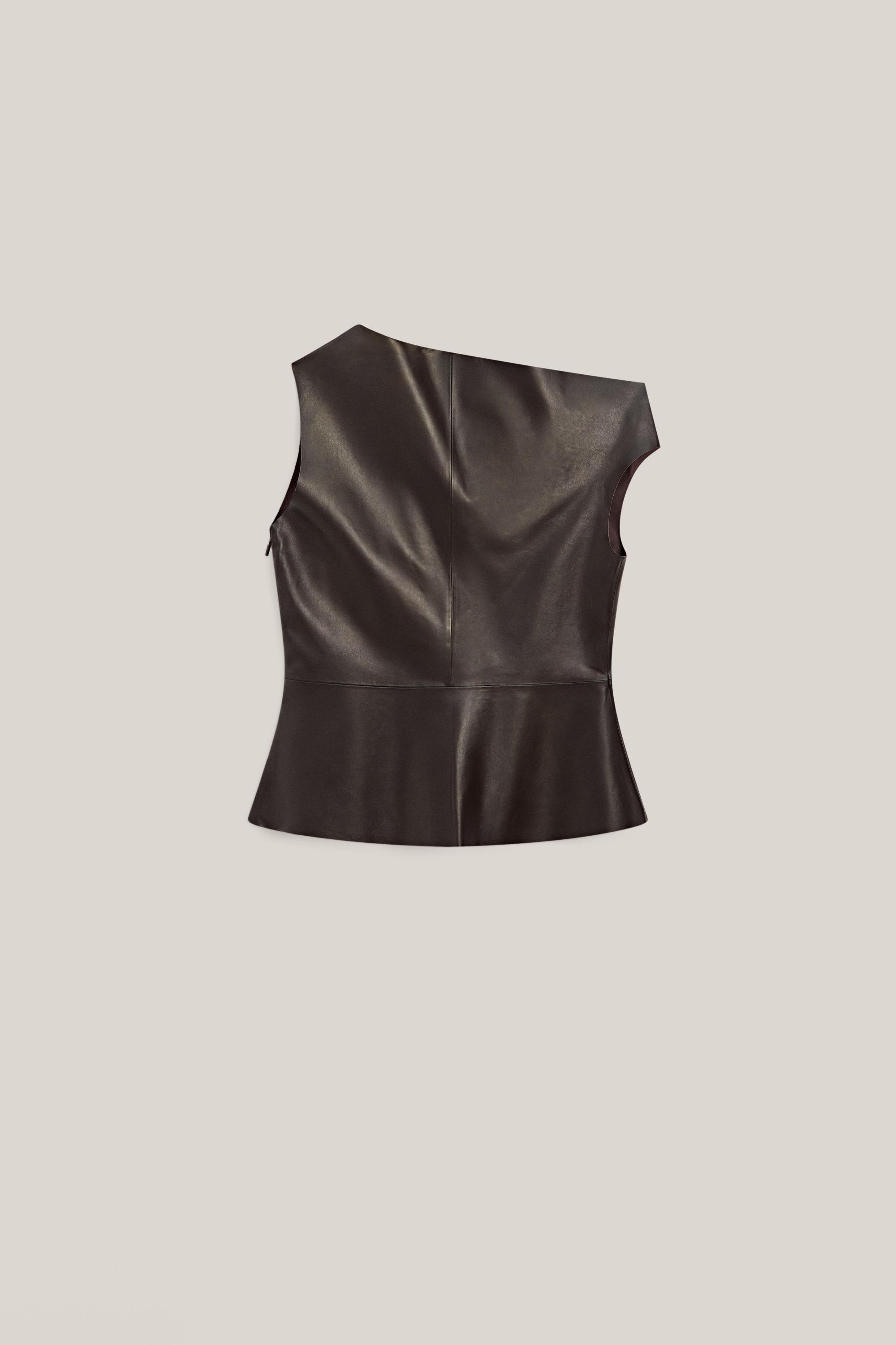 Nappa leather top with asymmetric neckline - LIMITED EDITION